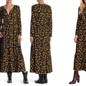 Free People | Tiers of Joy Floral Midi Dress Long Sleeve | M